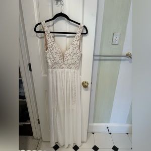 NWT Lulus Ark & Co white lace dress gown S